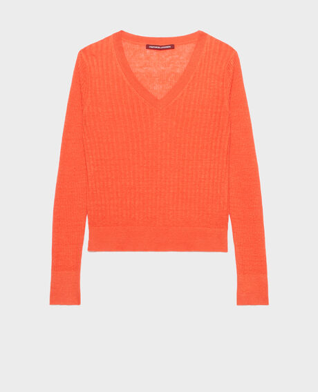 Textured linen jumper 0250 tiger lily orange 3sju191l01