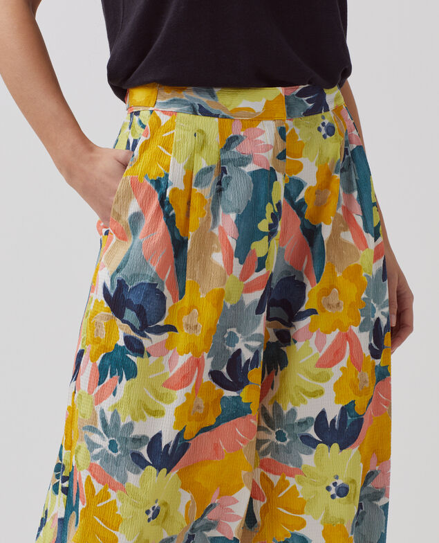 YVONNE - Loose cotton trousers 0430 palmeraie yellow