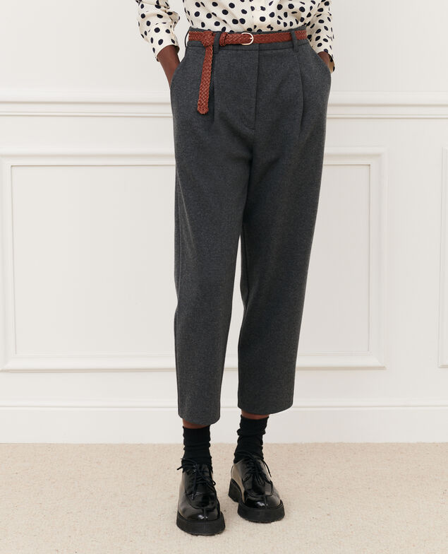 Wool jersey cigarette pants 8897 04 gray
