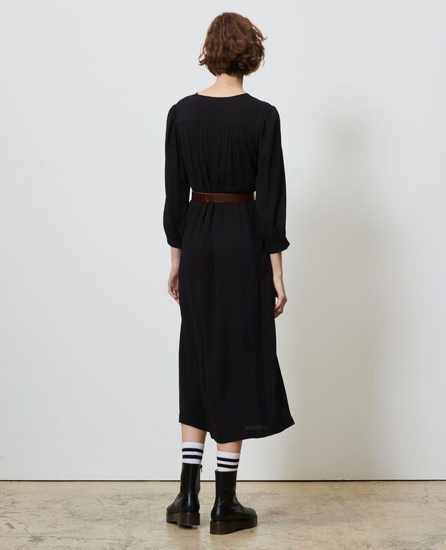 Loose belted maxi dress Black beauty