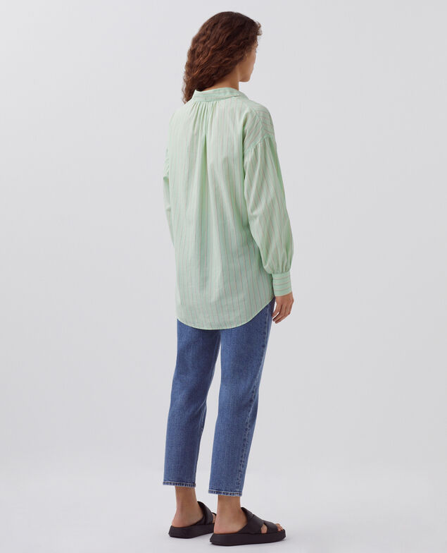 Cotton tunic shirt 0511 green stripe
