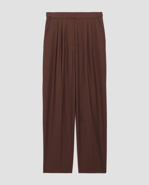 CAMILLE - Pleated wool trousers I390 coffee bean