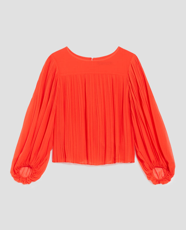 Pleated blouse I250 cherry tomato