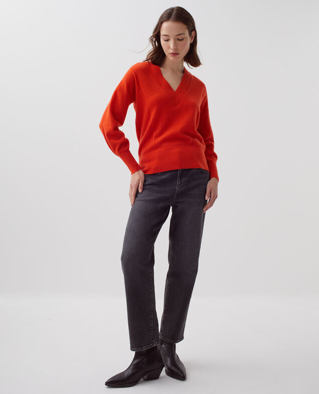 Cashmere V-neck jumper I260 pureed pumpkin