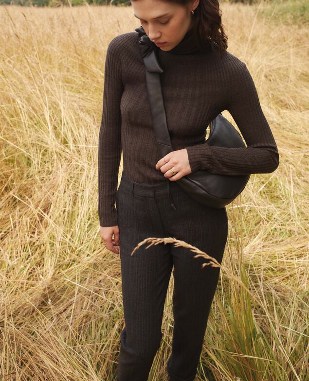 Merino wool blend roll neck jumper