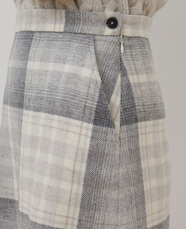 Wool blend mini skirt A003 white check