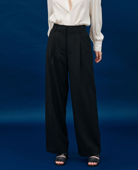 YVONNE - Wool trousers 4216 black_beauty 2wpa293w19