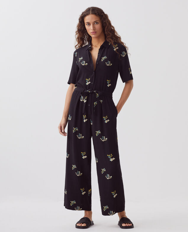 Silky jumpsuit J091 fl bouquet black