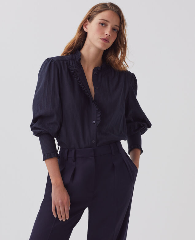 Long-sleeve cotton shirt H695 night sky