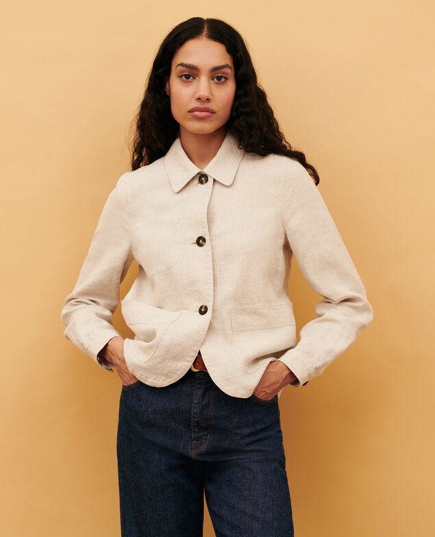 Linen jacket 0310 beige natural 3sja184f03