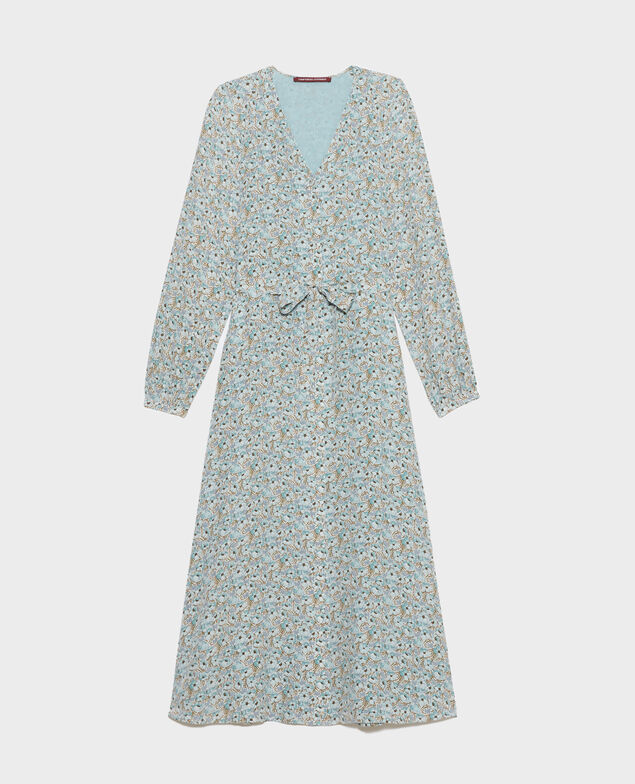 Silk maxi dress Art deco blue