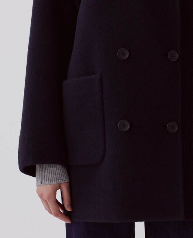 Mid-length double face coat U690 navy