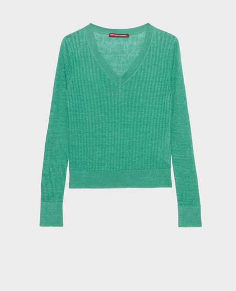 Textured linen jumper 0542 pine green 3sju191l01