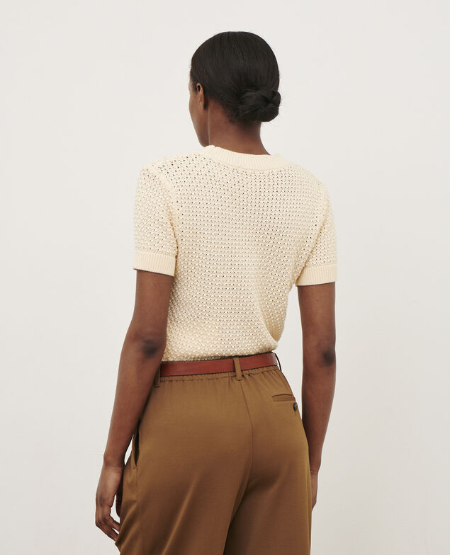 Short-sleeve cotton jumper 0401 ivory