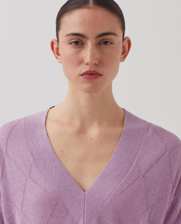 Long-sleeve V-neck jumper J720 lavender herb