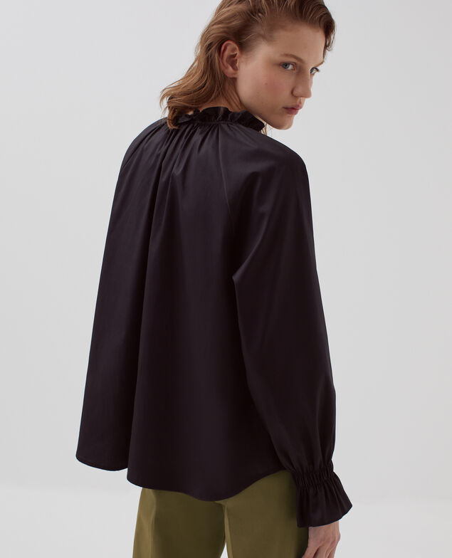 Ruffle neck shirt H091 black beauty