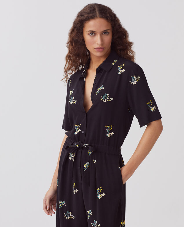 Silky jumpsuit J091 fl bouquet black