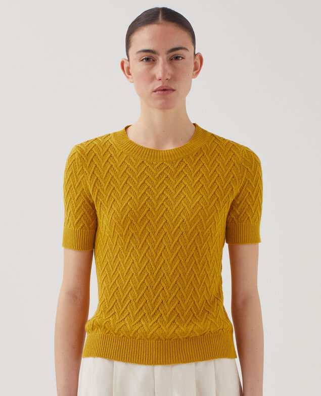Short-sleeve linen jumper J480 gold flake