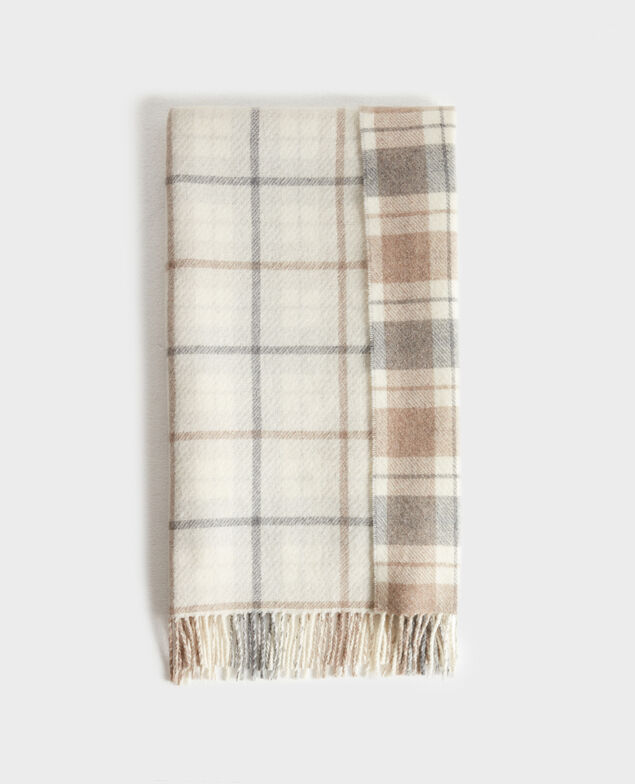 Wool blend scarf A007 white check 3wsc035