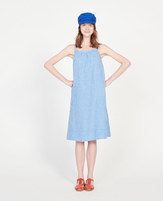 Cotton dress Vichy princess blue gardenia