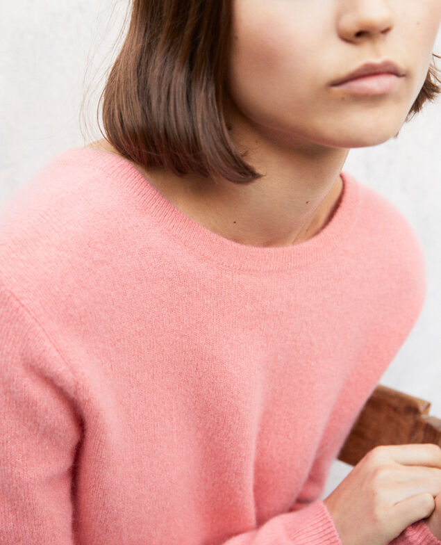 Round neck cashmere jumper Salmon pink