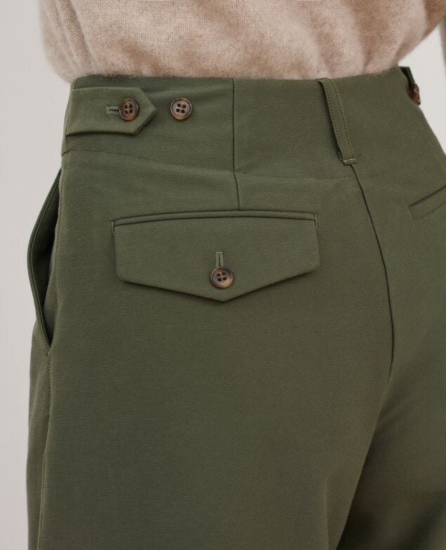 PEGGY - Jersey twill carrot trousers 0571 thyme green