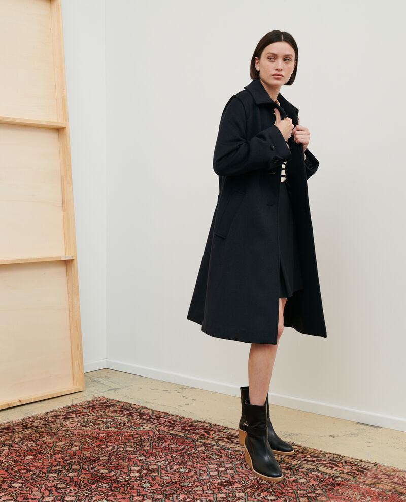 Loose wool and cashmere coat Black beauty Madriat