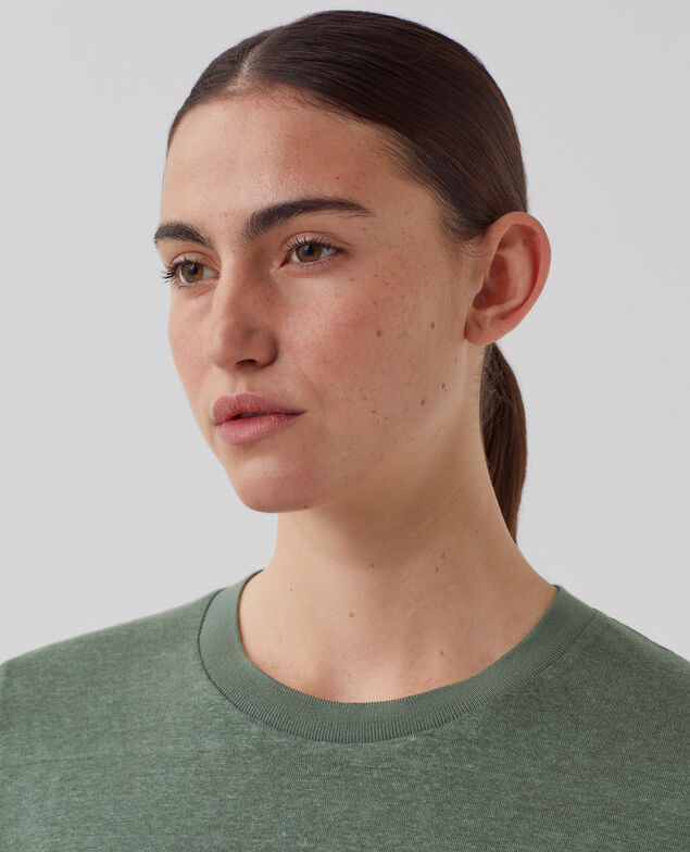 AMANDINE: linen round neck t-shirt U570 olive