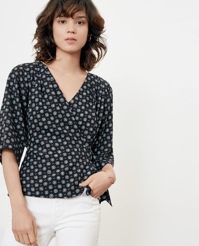 Printed blouse with buckle Dandelion black