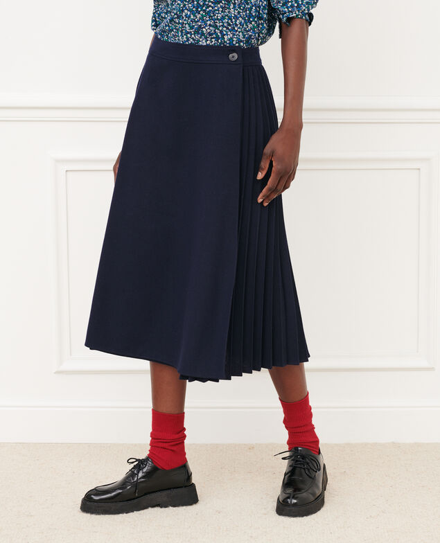 Flannel pleated skirt 7012c 69 navy