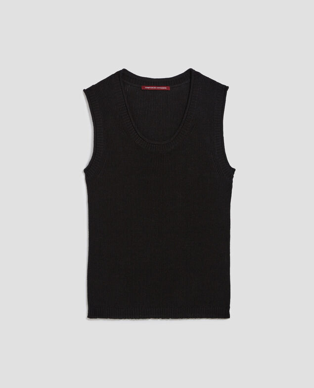 Long linen tank top H091 black beauty
