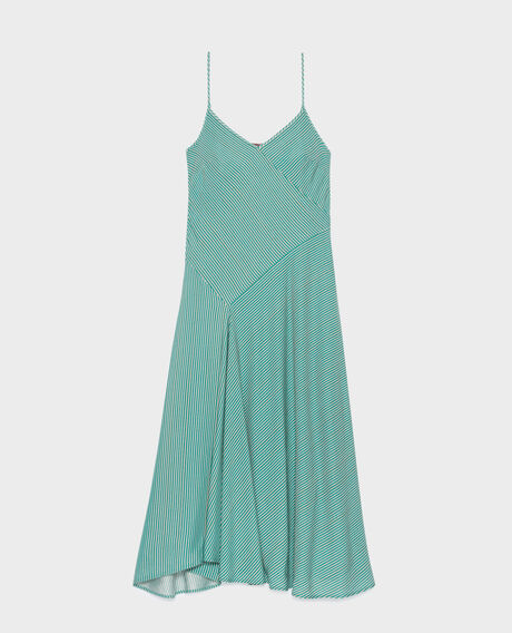 Spaghetti strapped dress 0531 green stripe 3sdr205v05