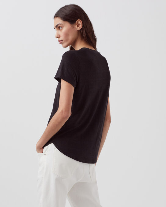 AMANDINE - linen round neck t-shirt H091 BLACK BEAUTY