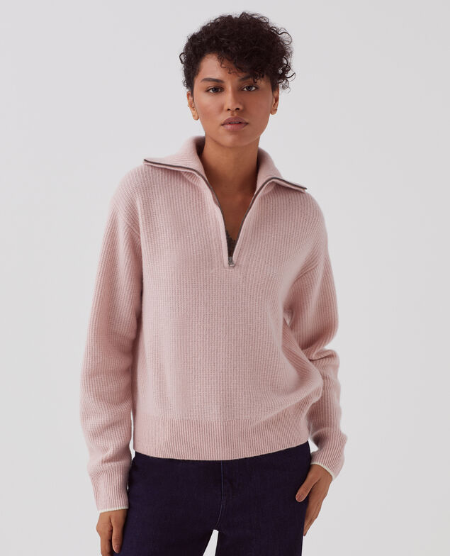 Half-zip wool jumper U110 pink