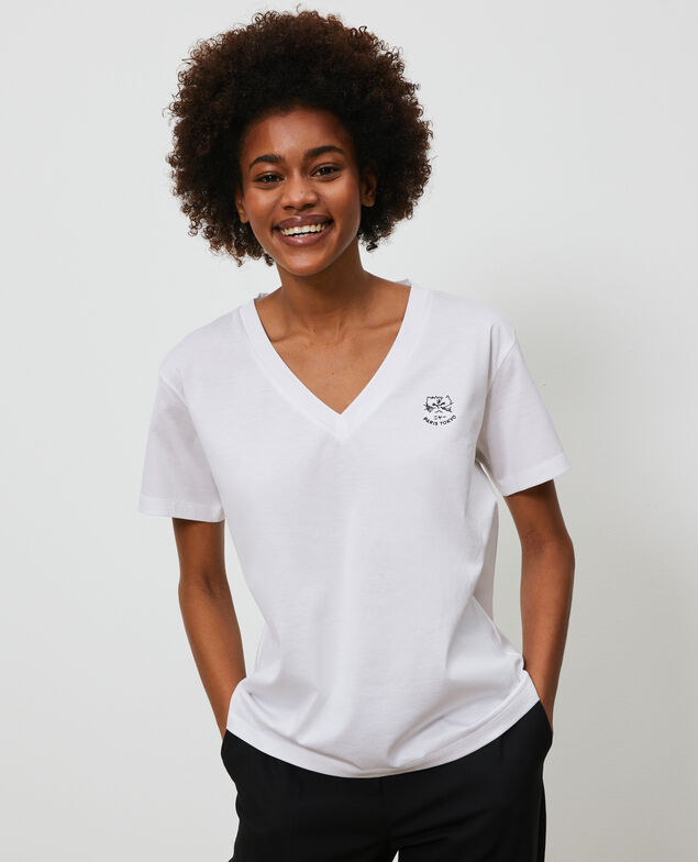 Embroidered cotton t-shirt Optical white