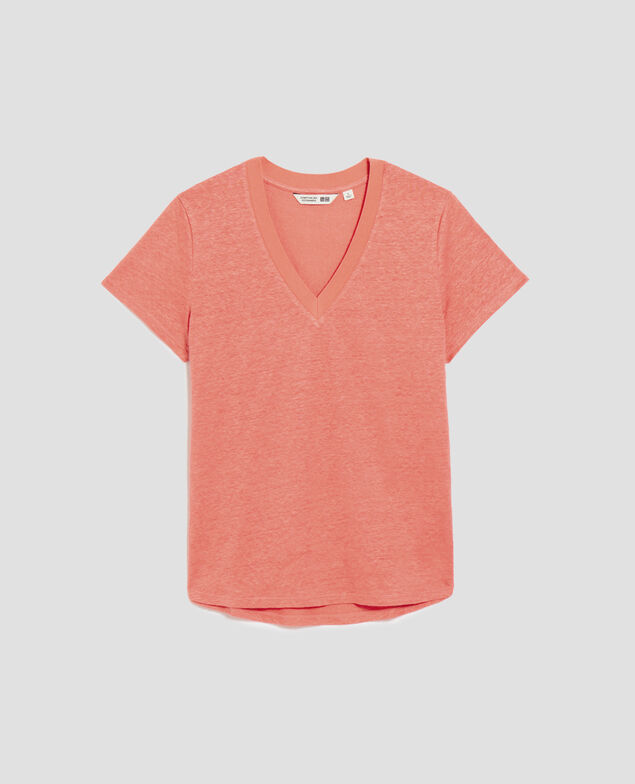 SARAH - Linen V-neck t-shirt U120 pink