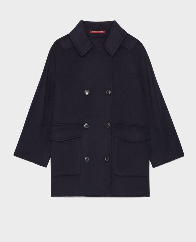 Double-faced wool and cashmere pea coat 8841 69 navy 3wco021w02
