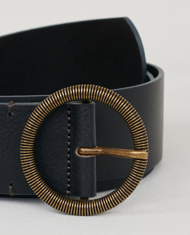 Wide leather belt 9901 09 faded black 2wbe187