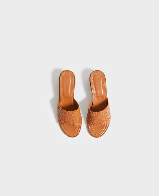 Leather heeled sandals 31 BEIGE