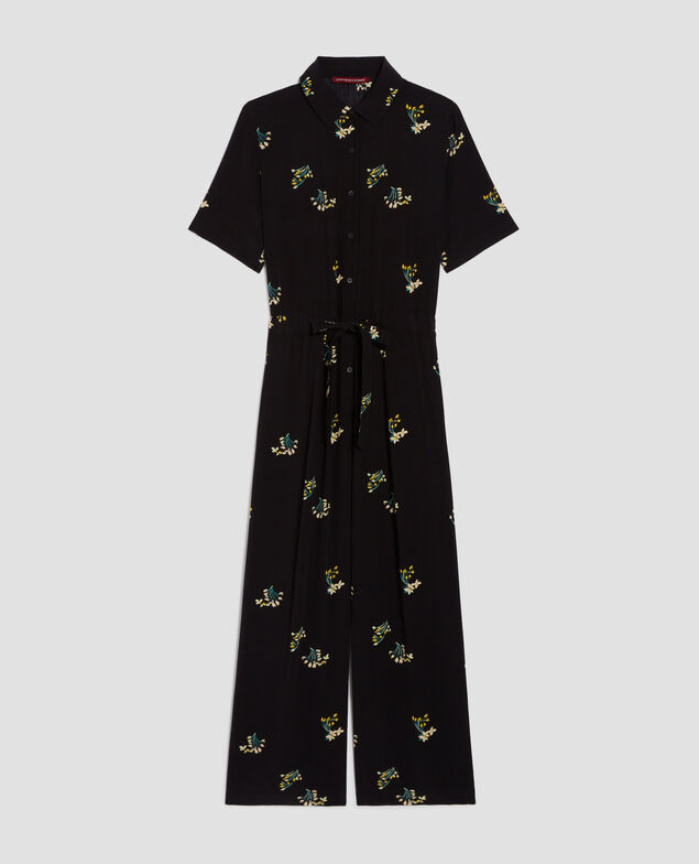 Silky jumpsuit J091 fl bouquet black