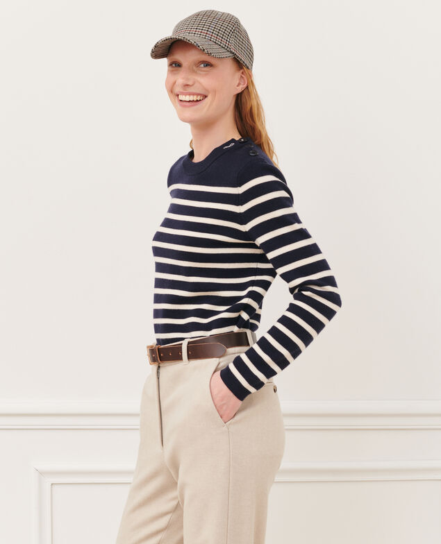 MADDY - Striped merino wool jumper Stp nv wht Liselle