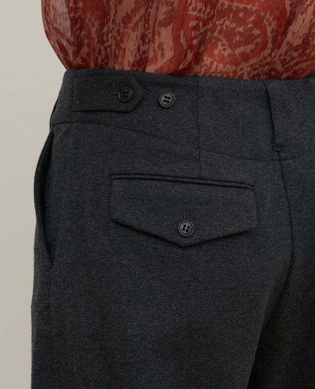 PEGGY - Wool blend carrot trousers A081 solid dark grey 3wpj020w31
