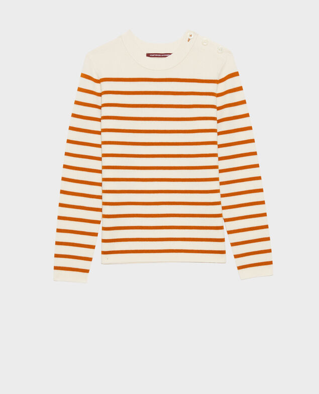 MADDY - Striped merino wool jumper Stp_grd_pumkn