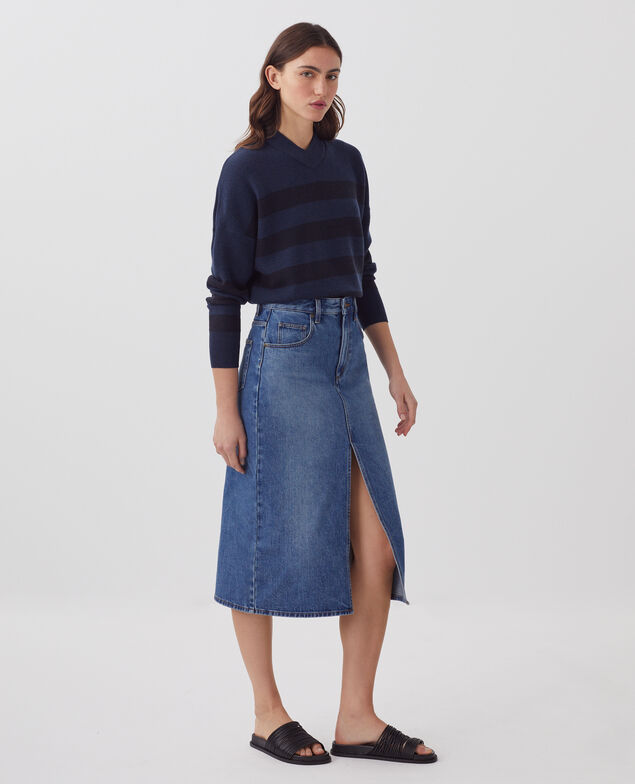 Denim midi skirt J650 vintage wash ss25