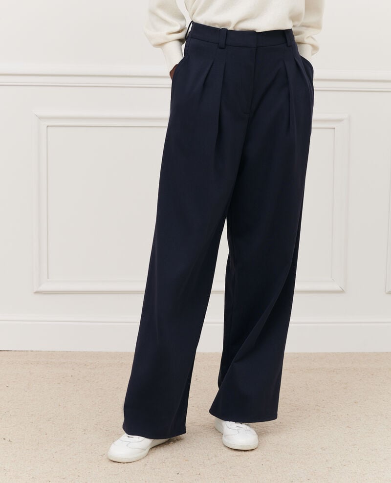 YVONNE - Wide pleated trousers. 7012c 69 navy Pradus