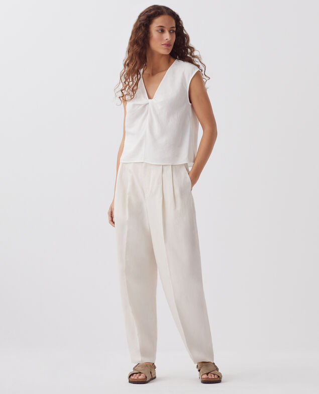 Loose cable knit vest top H003 white