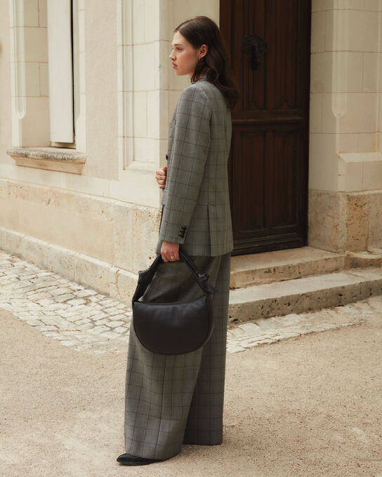 YVONNE - Loose fit woollen trousers A030 GREY CHECK
