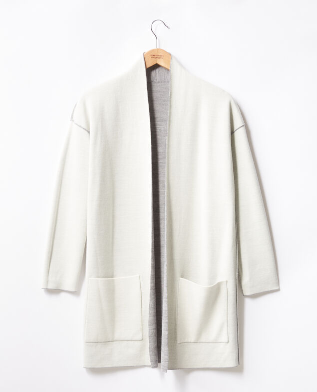 Reversible wool cardigan  Cement/off white