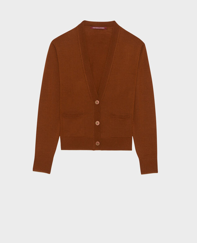 Cropped merino wool cardigan Monks robe