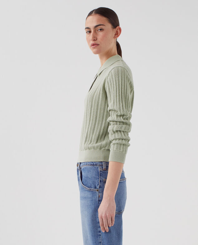 Cotton polo neck jumper U520 green